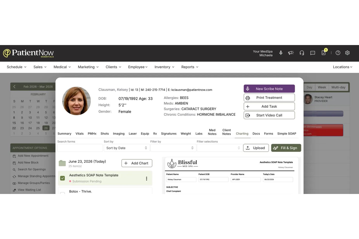 PatientNow screenshot - 10 migliori software EMR estetici nel 2026