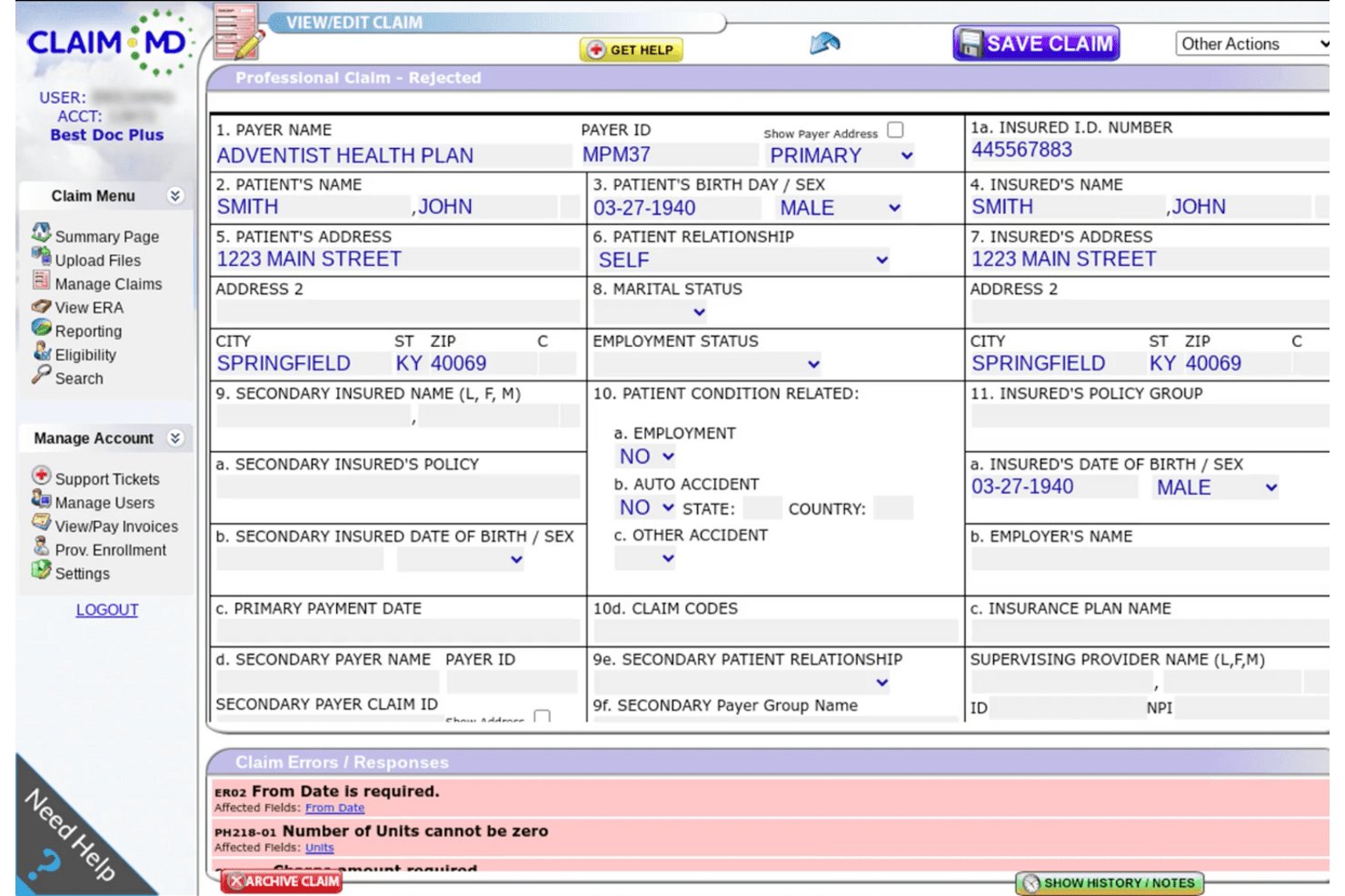 Claim.MD screenshot - 10 Best Clearinghouse Billing Software in 2026