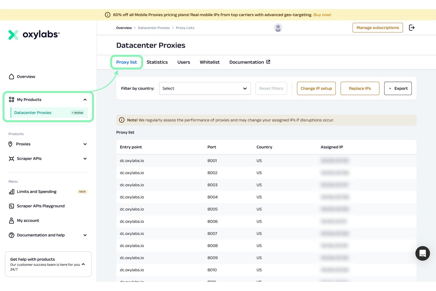 Oxylabs screenshot - 10 Migliori Fornitori di Proxy Datacenter nel 2026
