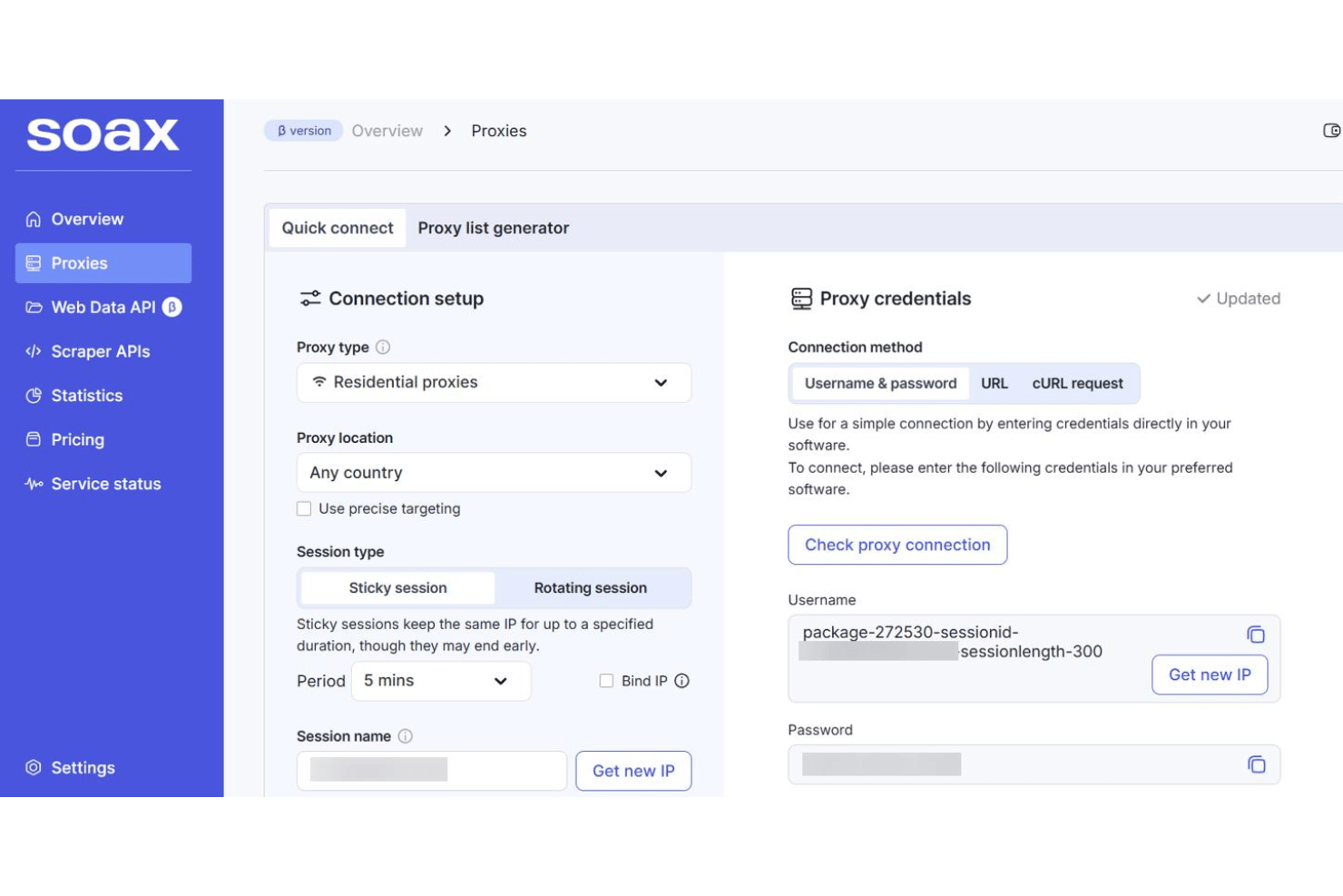 SOAX screenshot - 10 Migliori Fornitori di Proxy Datacenter nel 2026