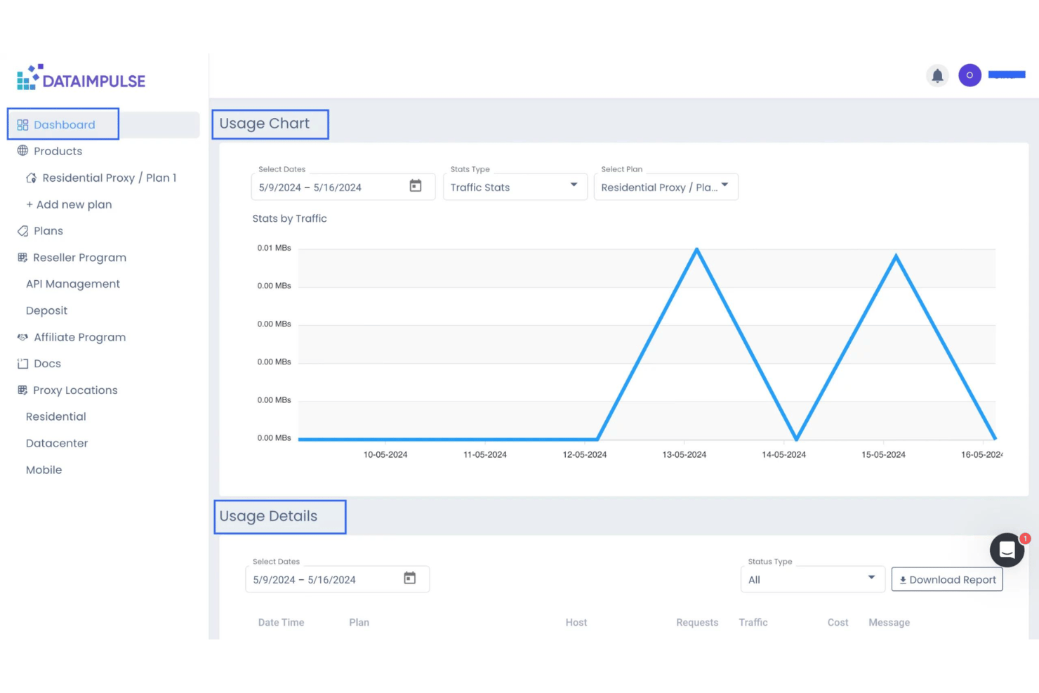 DataImpulse screenshot - 10 Migliori Fornitori di Proxy Datacenter nel 2026