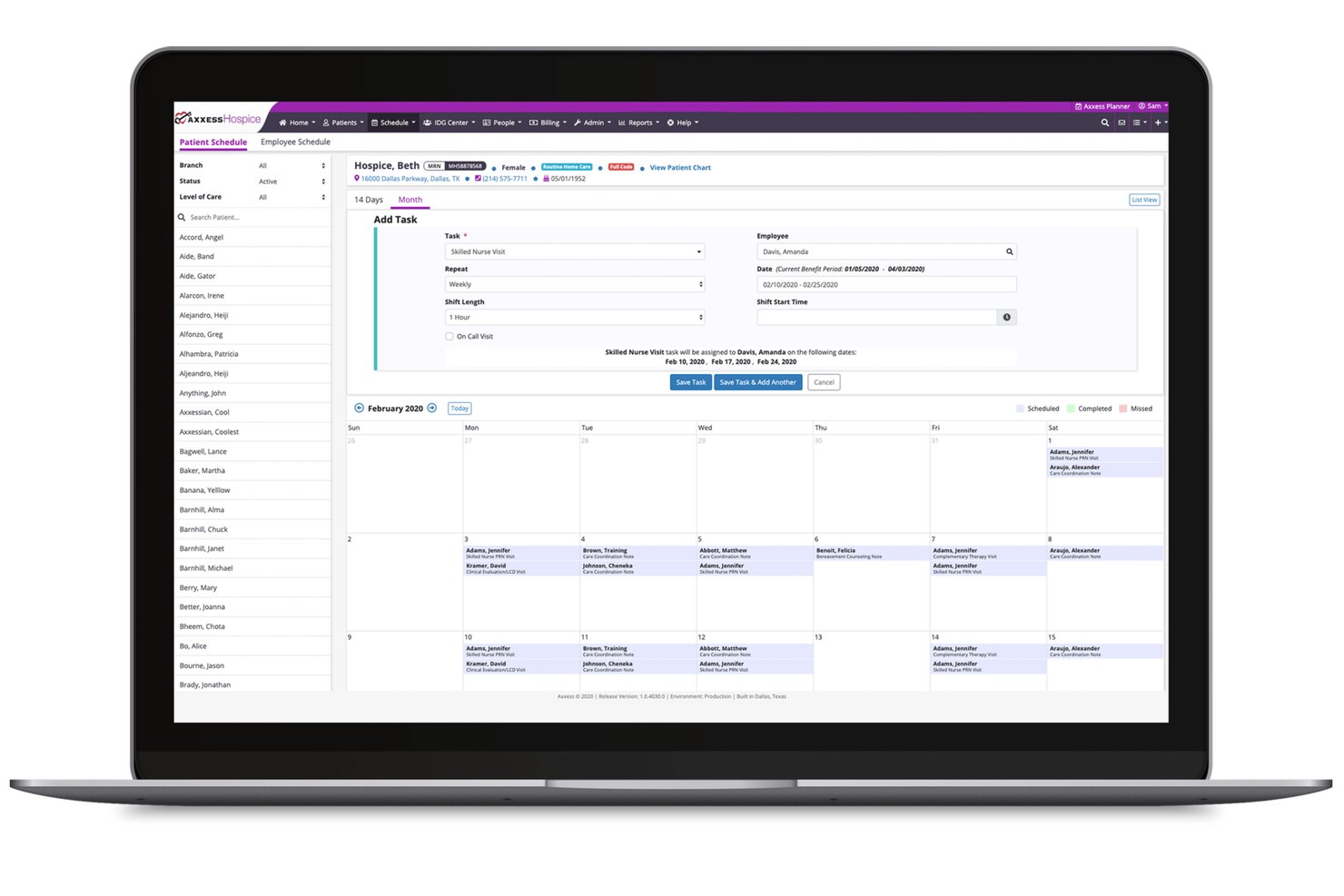 Axxess Hospice screenshot - I 10 migliori software EMR per hospice nel 2026