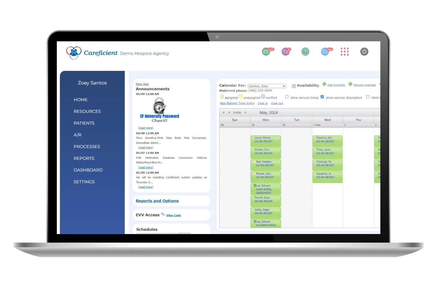 Careficient screenshot - I 10 migliori software EMR per hospice nel 2026