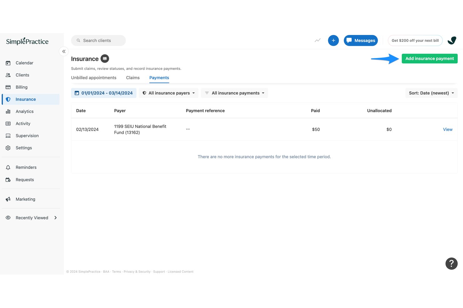 SimplePractice screenshot - 10 Mejores Programas de Facturación Médica para Negocios en Casa en 2026