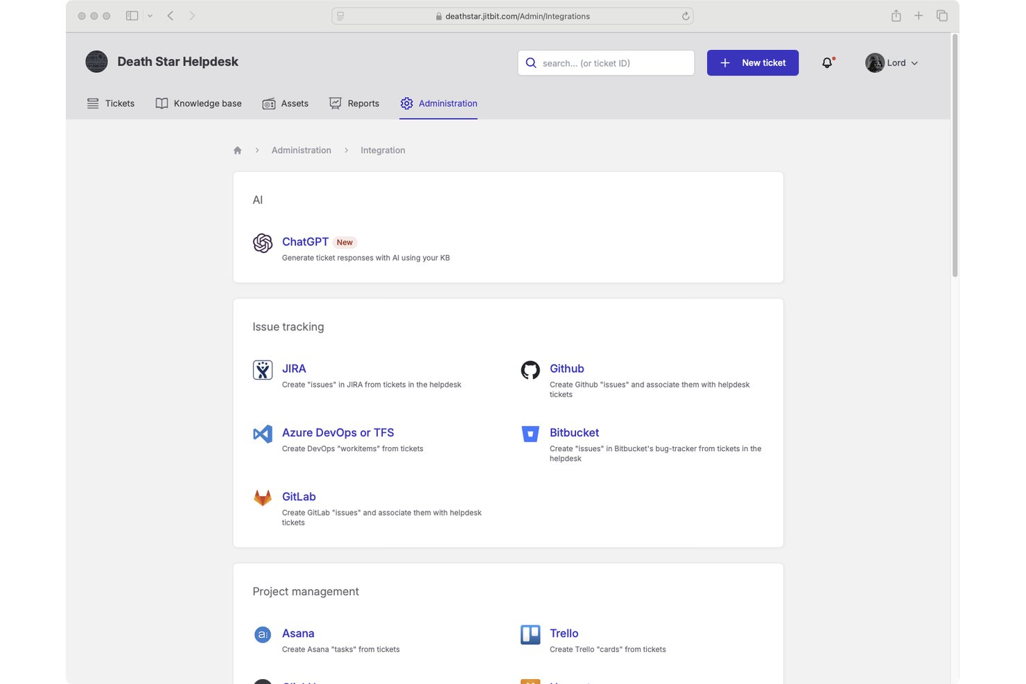 Jitbit Helpdesk screenshot - Classement des 10 meilleurs logiciels de service d’assistance de 2026