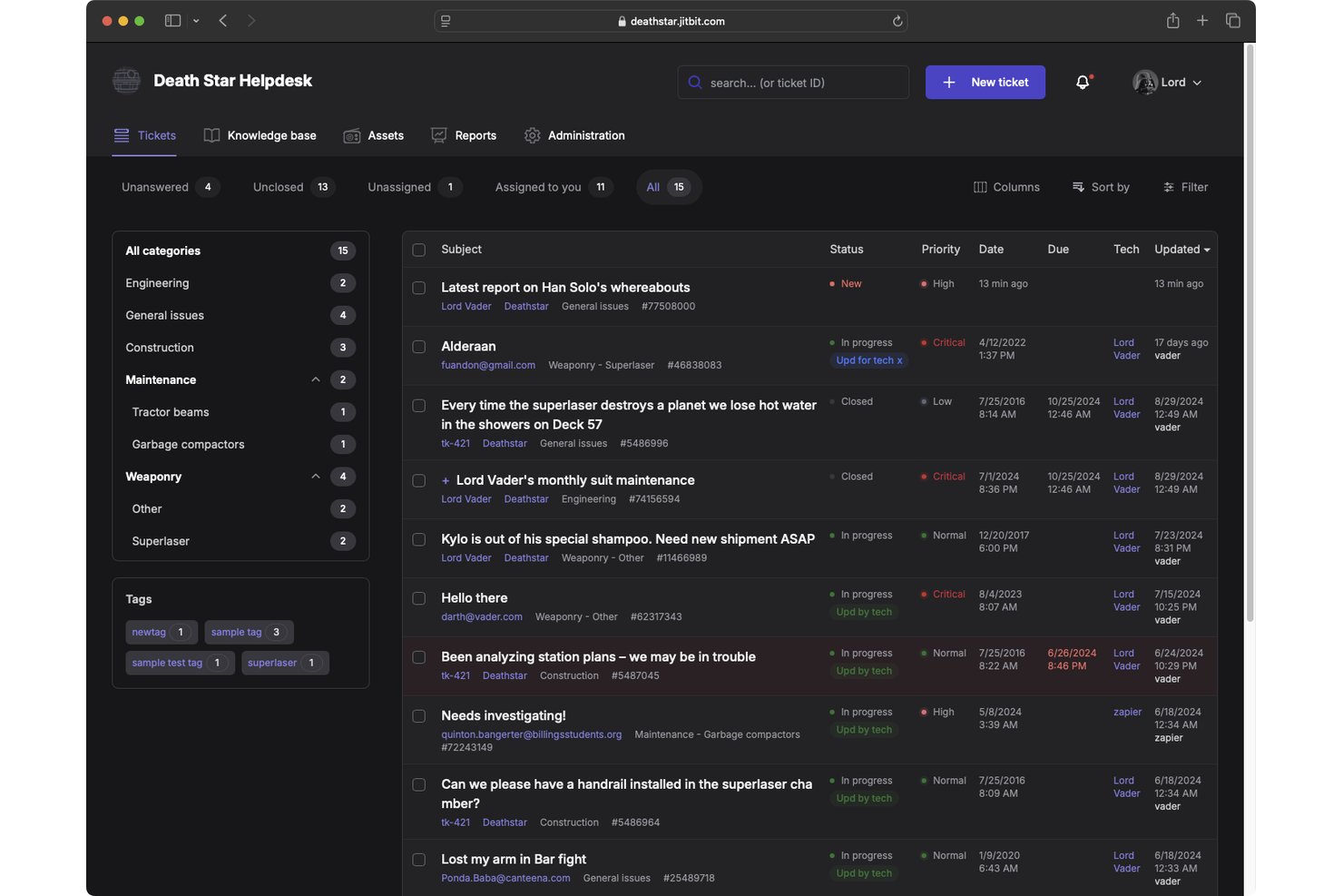 Jitbit Helpdesk screenshot - Classement des 10 meilleurs logiciels de service d’assistance de 2026