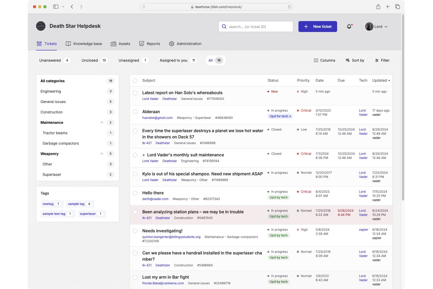 Jitbit Helpdesk screenshot - Classement des 10 meilleurs logiciels de service d’assistance de 2026