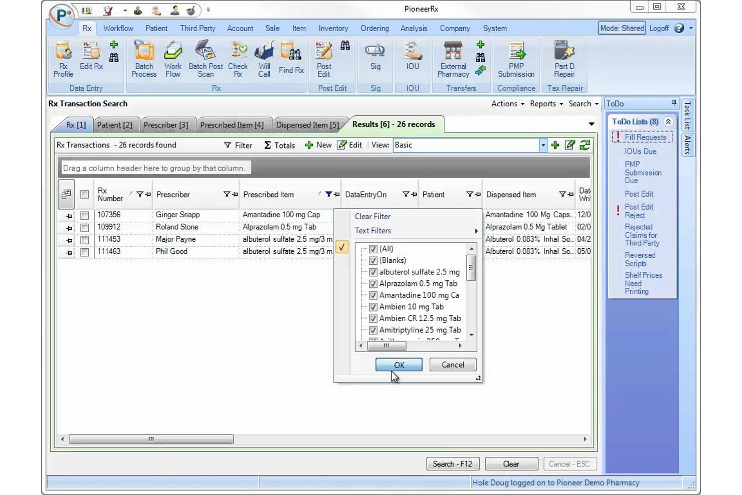 PioneerRx screenshot - 10 migliori software di fatturazione per farmacie nel 2026