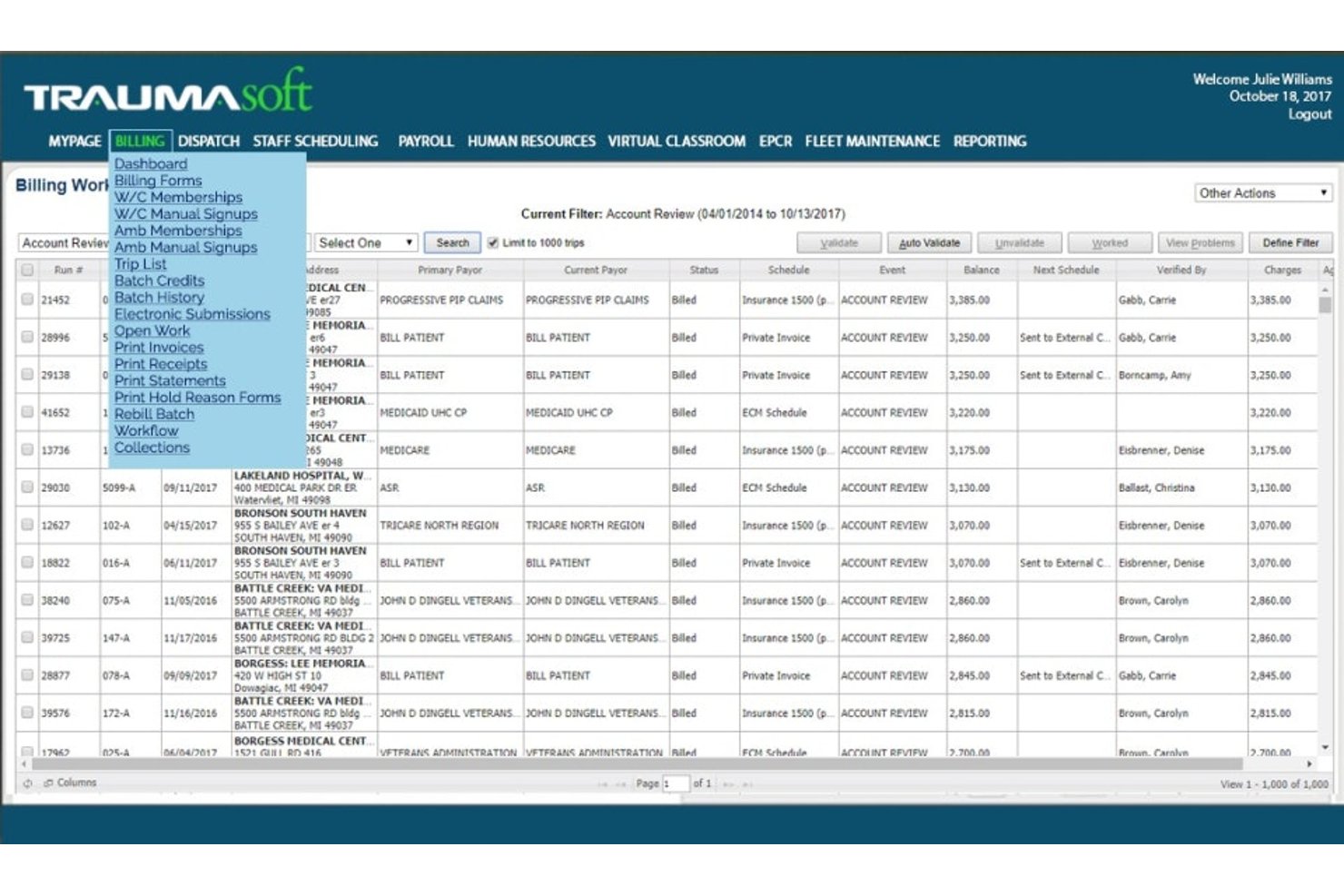Traumasoft screenshot - 10 Mejores Software de Facturación para Transporte Médico No Urgente en 2026