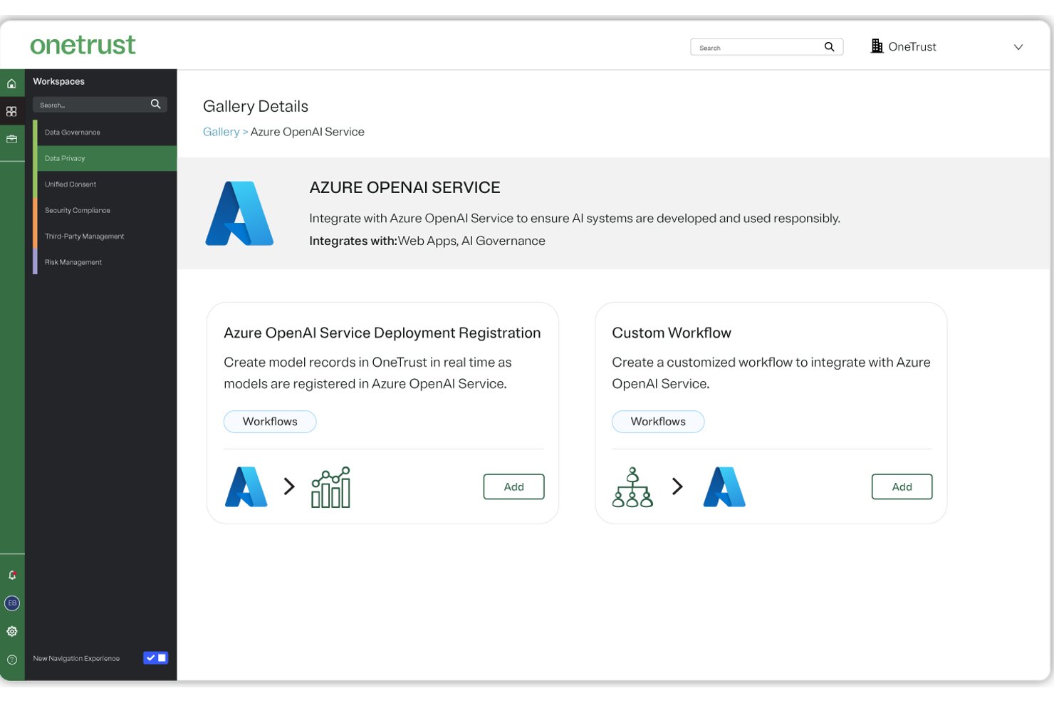 OneTrust AI Governance screenshot - 10 Best AI Governance Tools in 2026