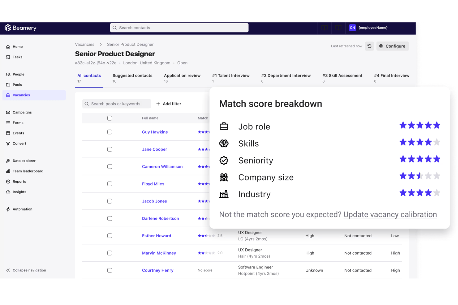Beamery screenshot - 10 Best AI Hiring Software in 2026