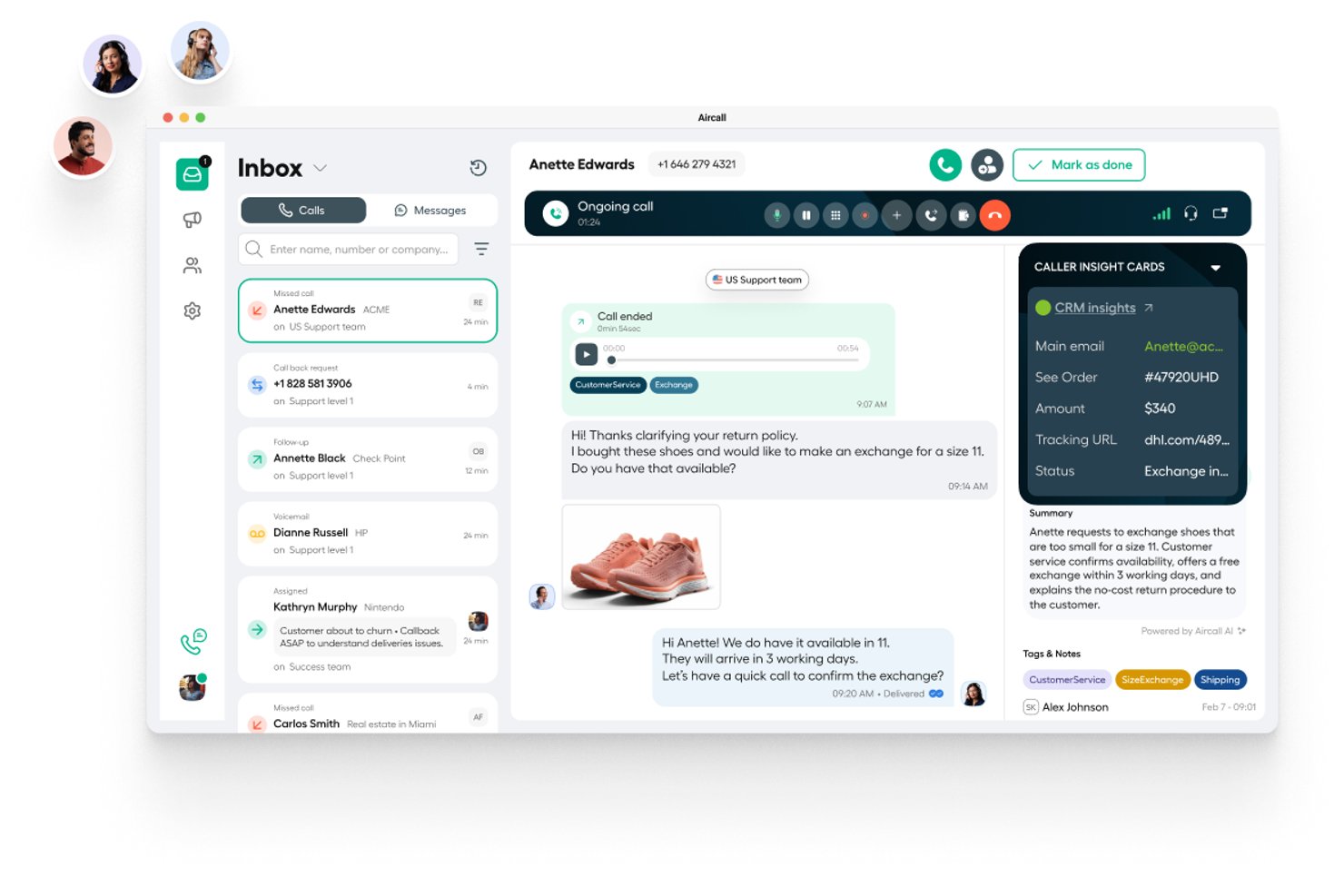 Aircall screenshot - 10 Best AI Chatbots for Customer Service in 2026