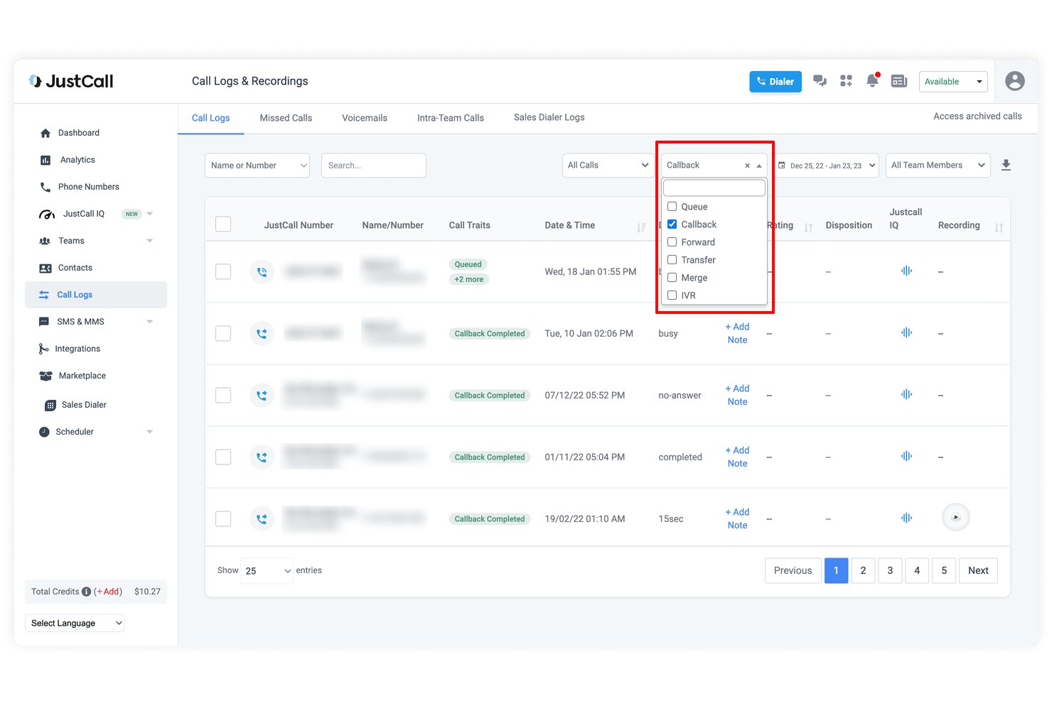 JustCall screenshot - 10 Best MightyCall Alternatives in 2026