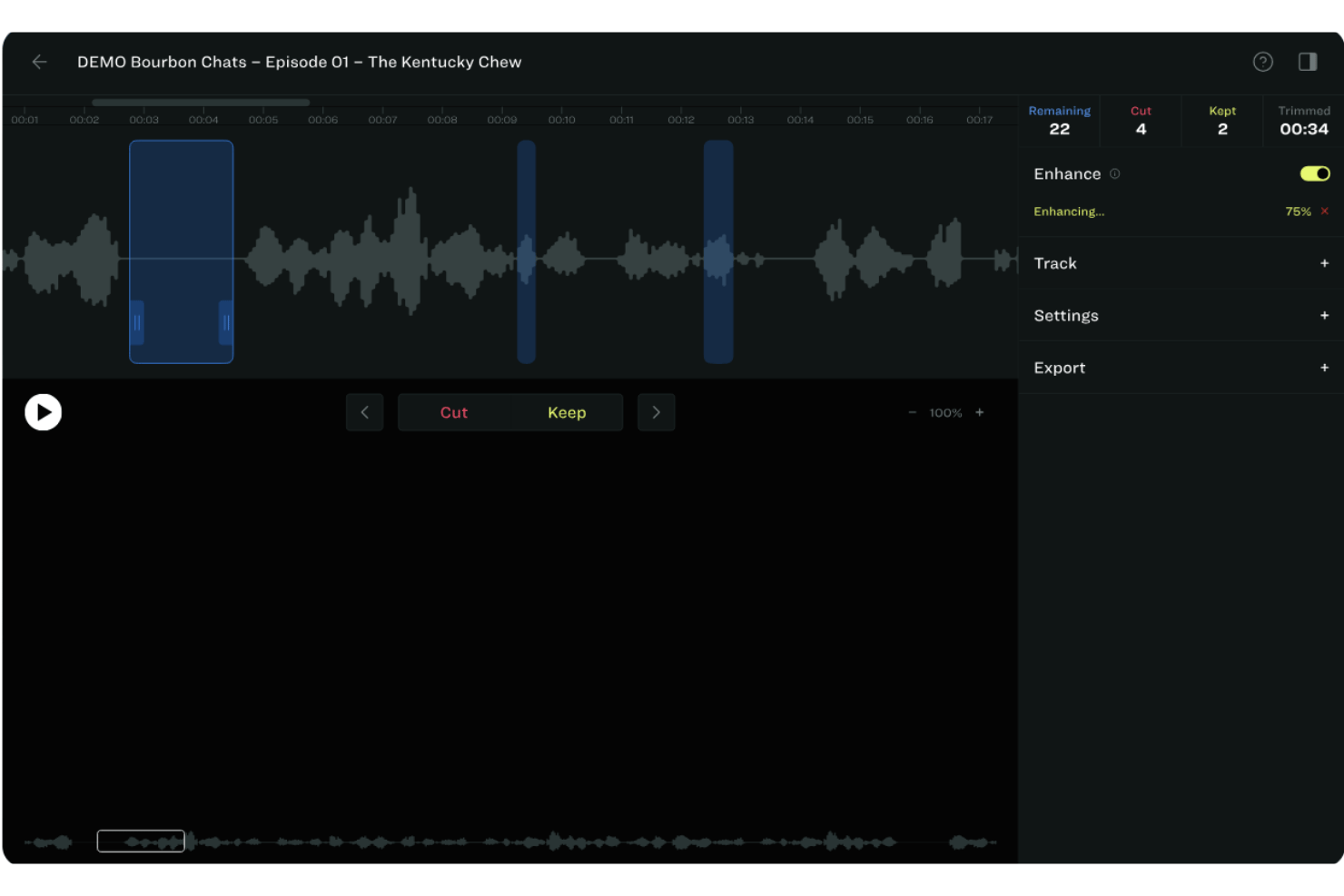 Resound screenshot - Die 10 besten kostenlosen Podcast-Bearbeitungsprogramme 2026
