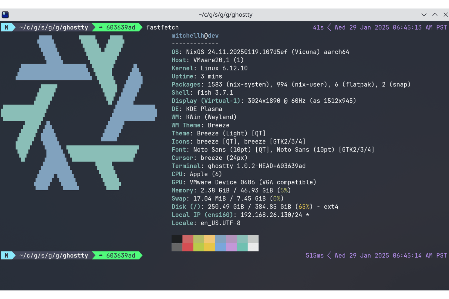 Ghostty screenshot - 10 best Linux terminal emulator in 2026