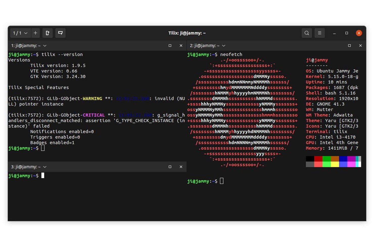 Tilix screenshot - 10 beste Linux-terminalemulators in 2026