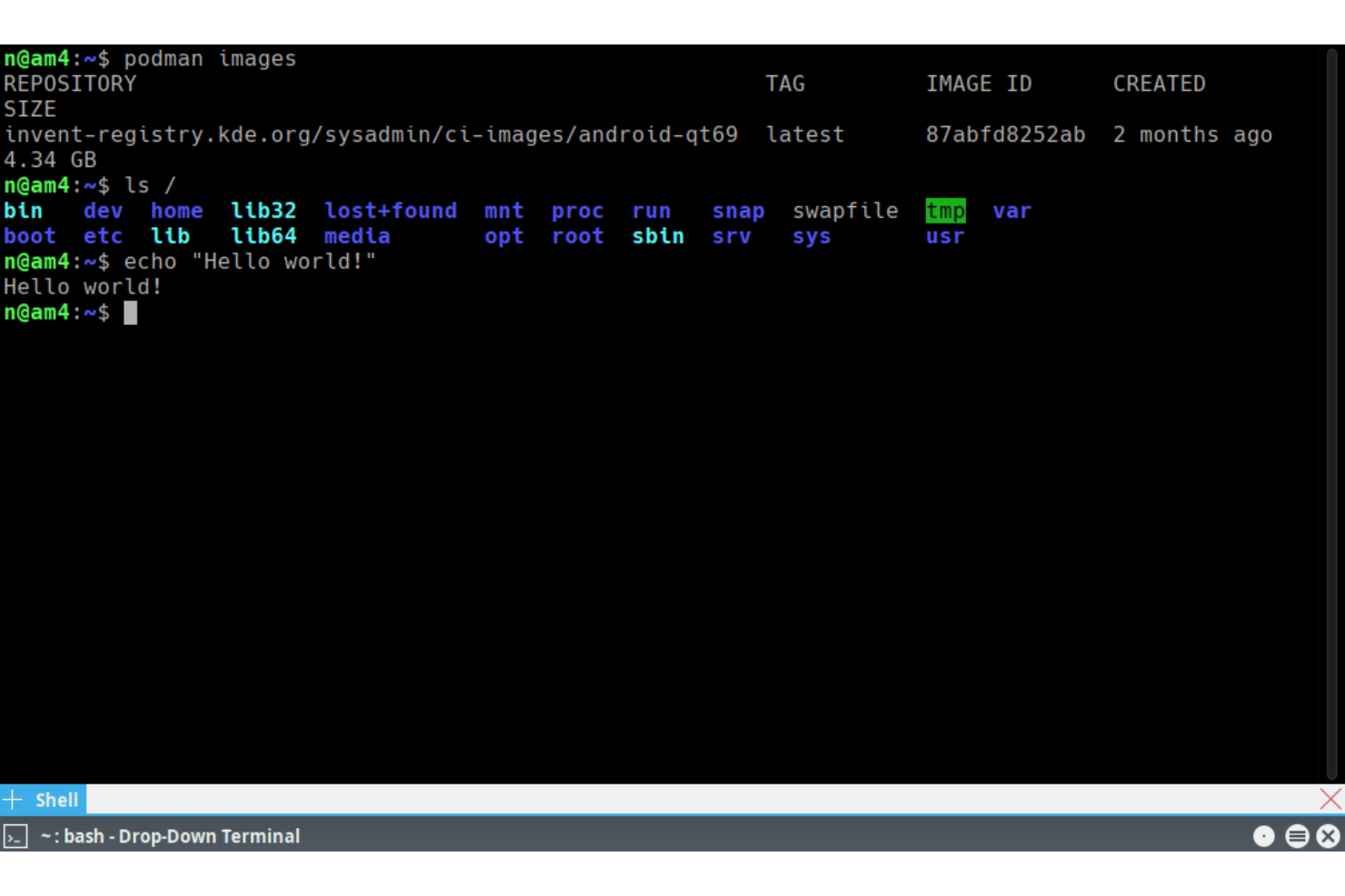 Yakuake screenshot - 10 best Linux terminal emulator in 2026