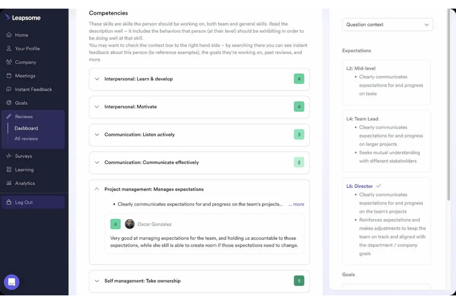 Leapsome screenshot - 10 Meilleurs Logiciels de Gestion de la Performance pour les Petites Entreprises en 2026
