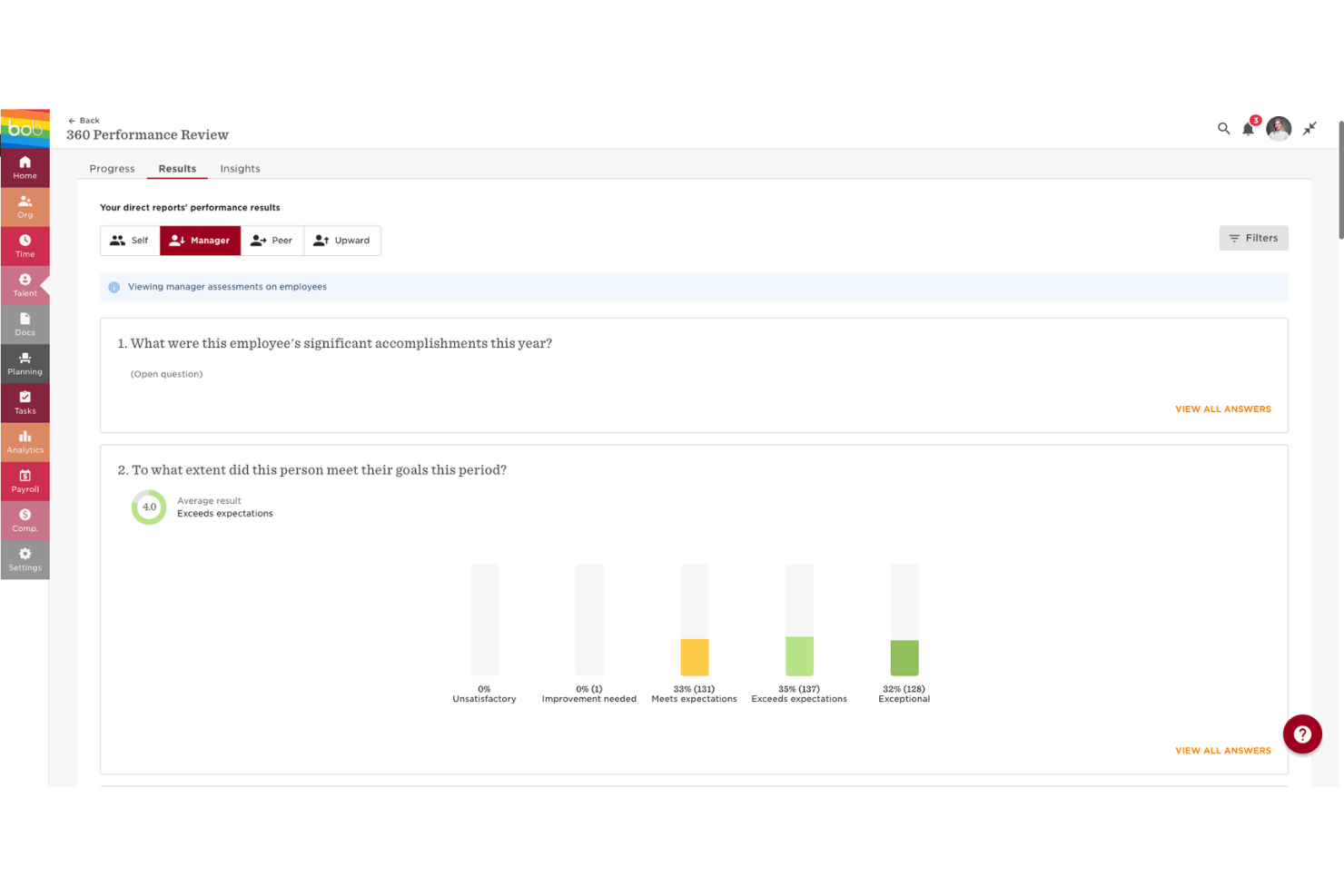 HiBob screenshot - 10 Meilleurs Logiciels de Gestion de la Performance pour les Petites Entreprises en 2026