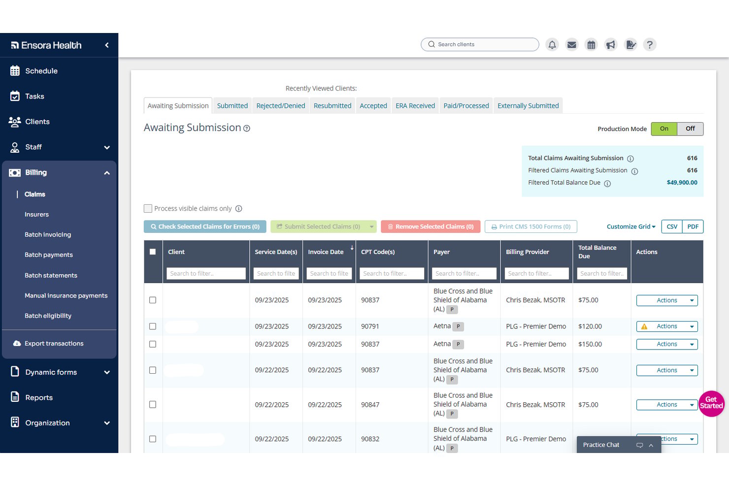 Ensora Health TheraNest screenshot - 10 Best Psychiatry Billing Software in 2026