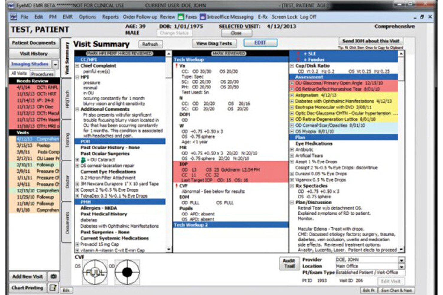 EyeMD EMR screenshot - 10 Best Vision Medical Billing Software in 2026