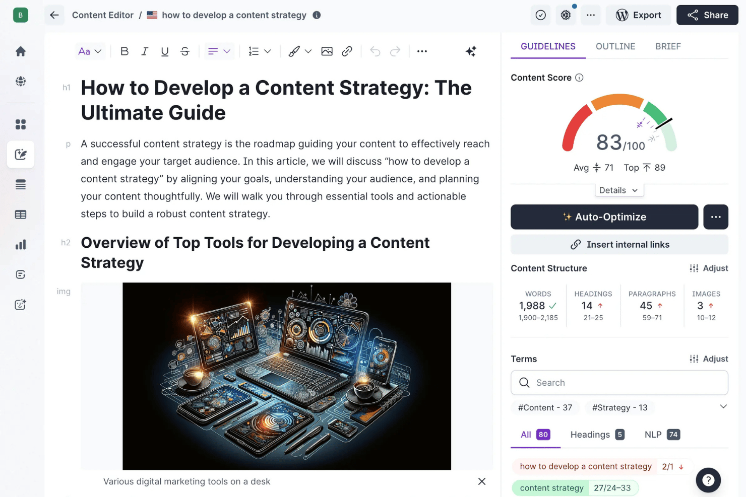 Clearscope screenshot - 10 Meilleurs Outils d’Inbound Marketing IA en 2026