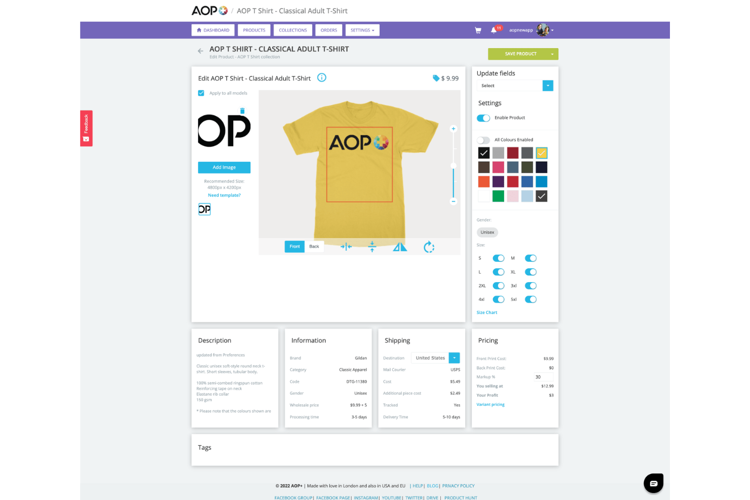 AOP+ screenshot - 10 Migliori Alternative a Printful nel 2026