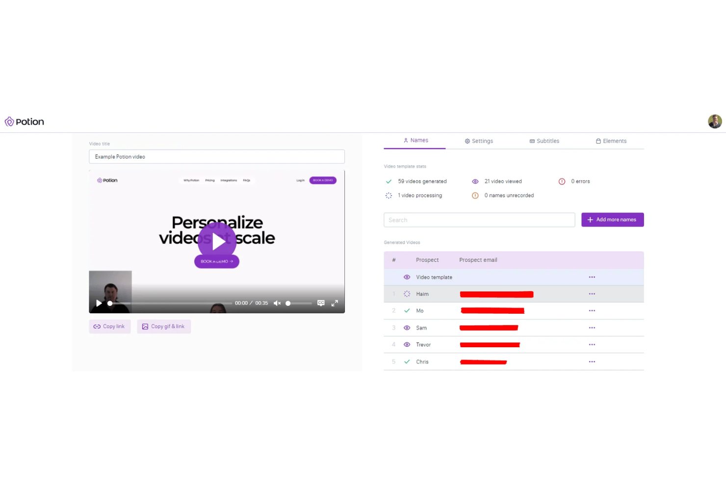 Potion screenshot - 10 Meilleurs Logiciels de Personnalisation Vidéo en 2026