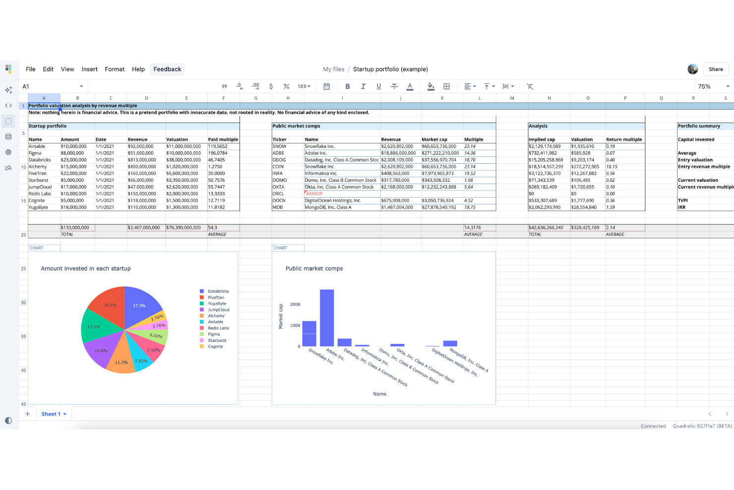Quadratic screenshot - 10 Best Google Sheets Alternatives in 2026