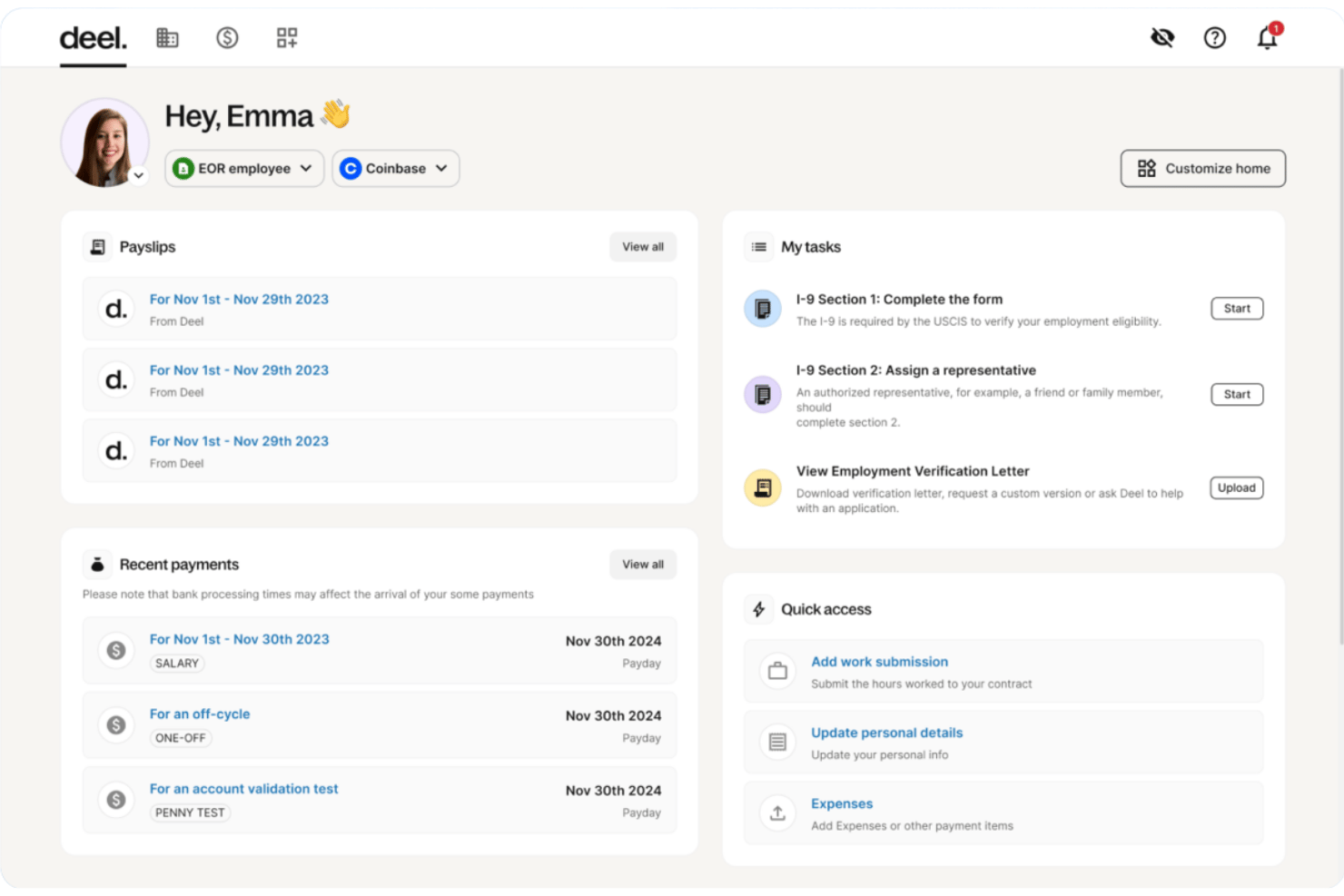 Deel Hire screenshot - 10 Best Employer of Record Canada in 2026