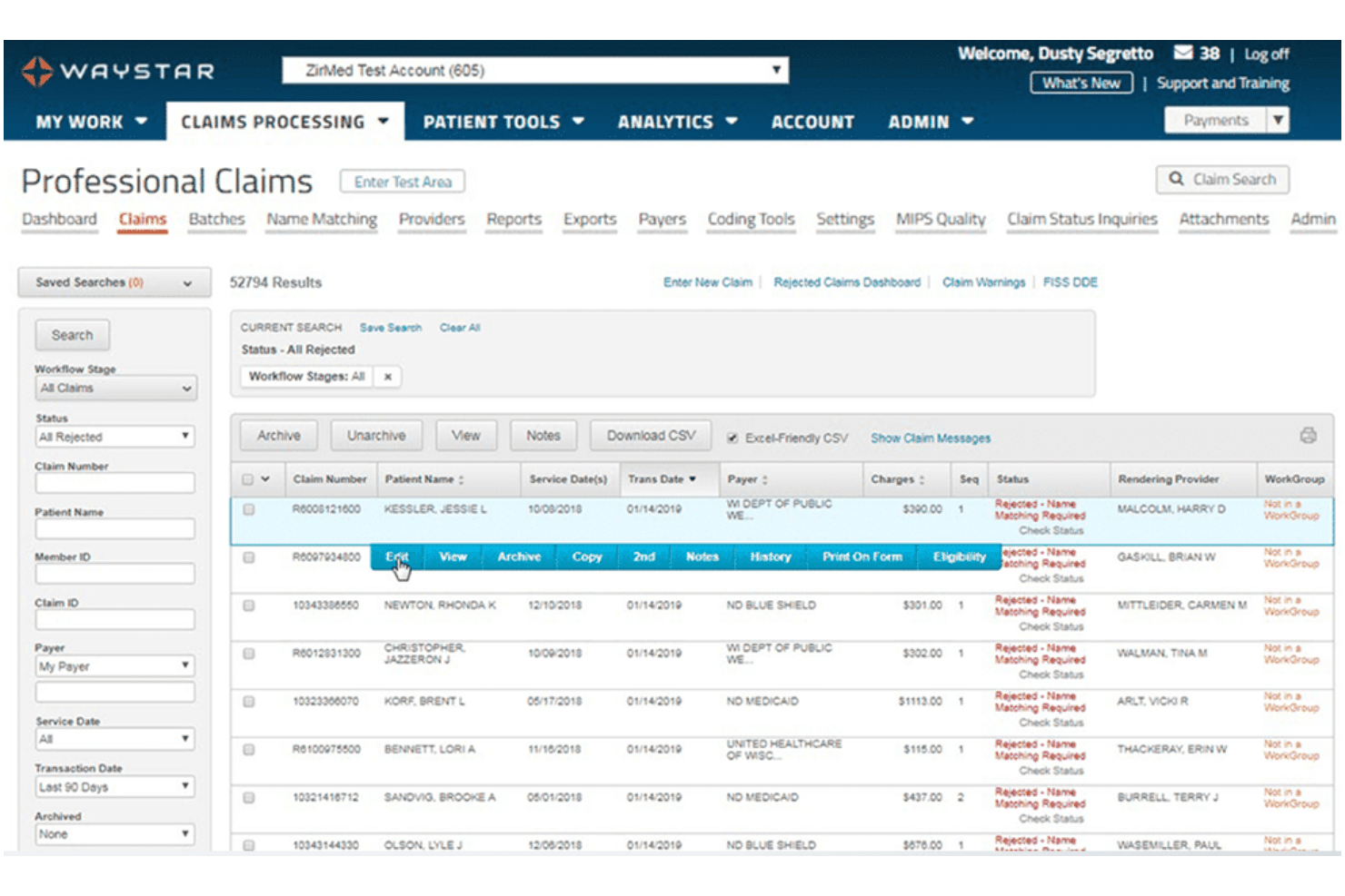Waystar screenshot - 10 Beste Multi-Fachbereich-Abrechnungssoftware in 2026