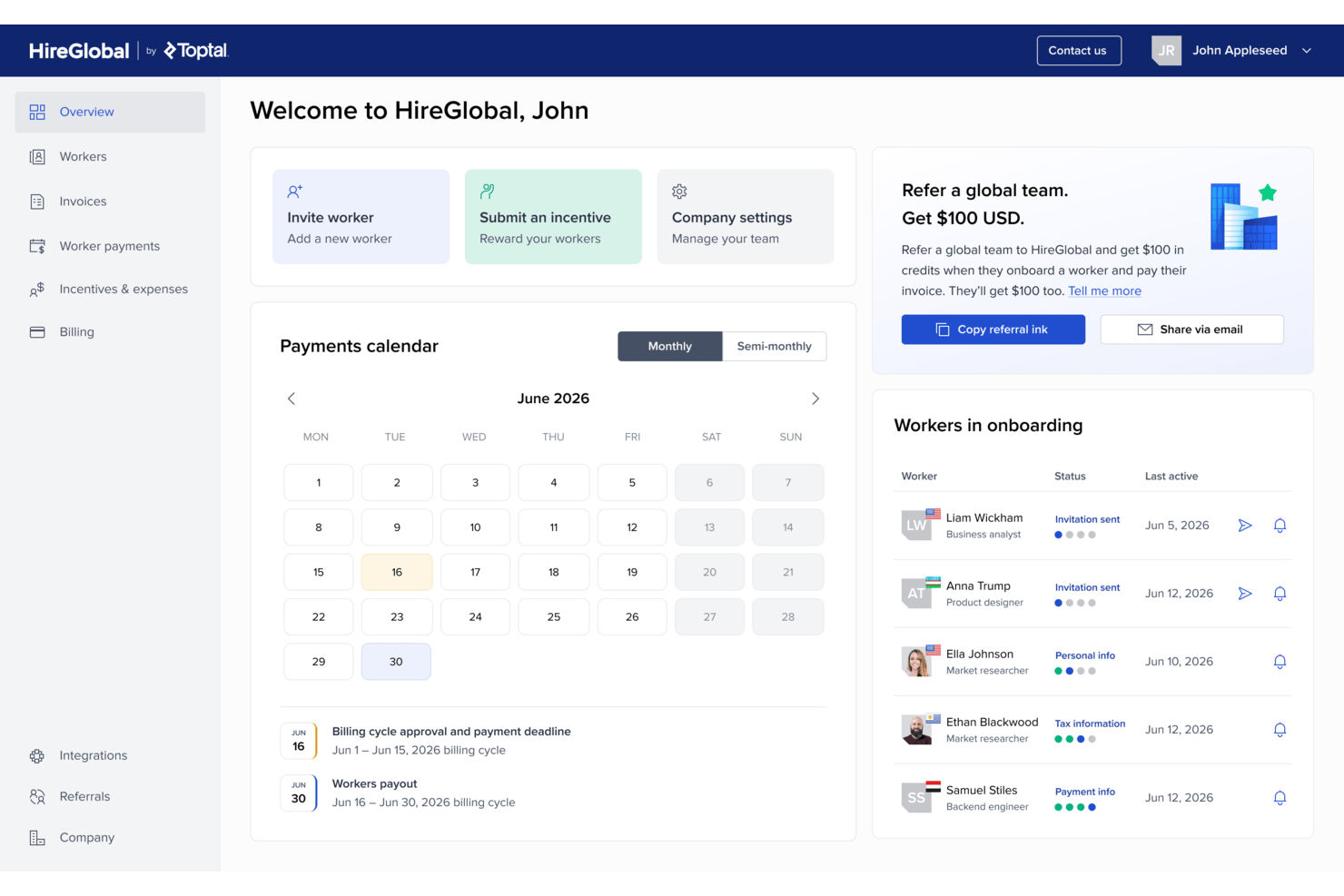 HireGlobal screenshot - Le 10 migliori soluzioni per la gestione globale delle buste paga in India nel 2026