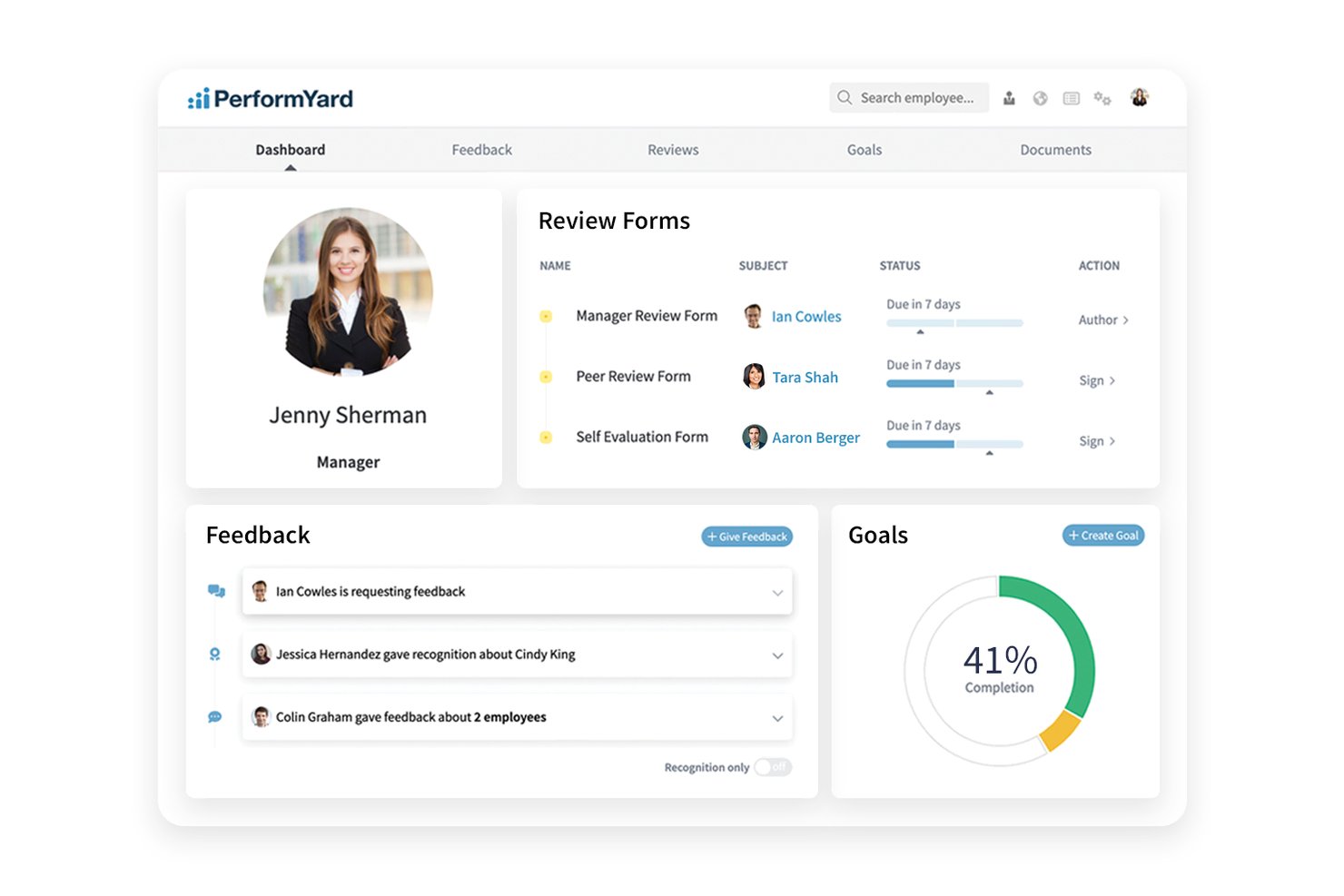 PerformYard screenshot - 10 Best Government Performance Management Software in 2026