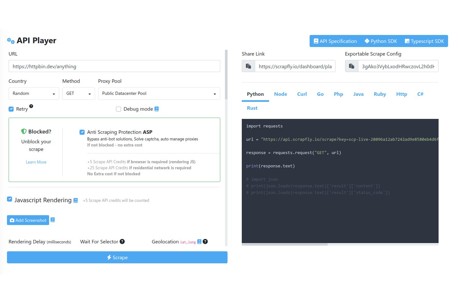 Scrapfly screenshot - 10 Best Web Scraping Tools in 2026