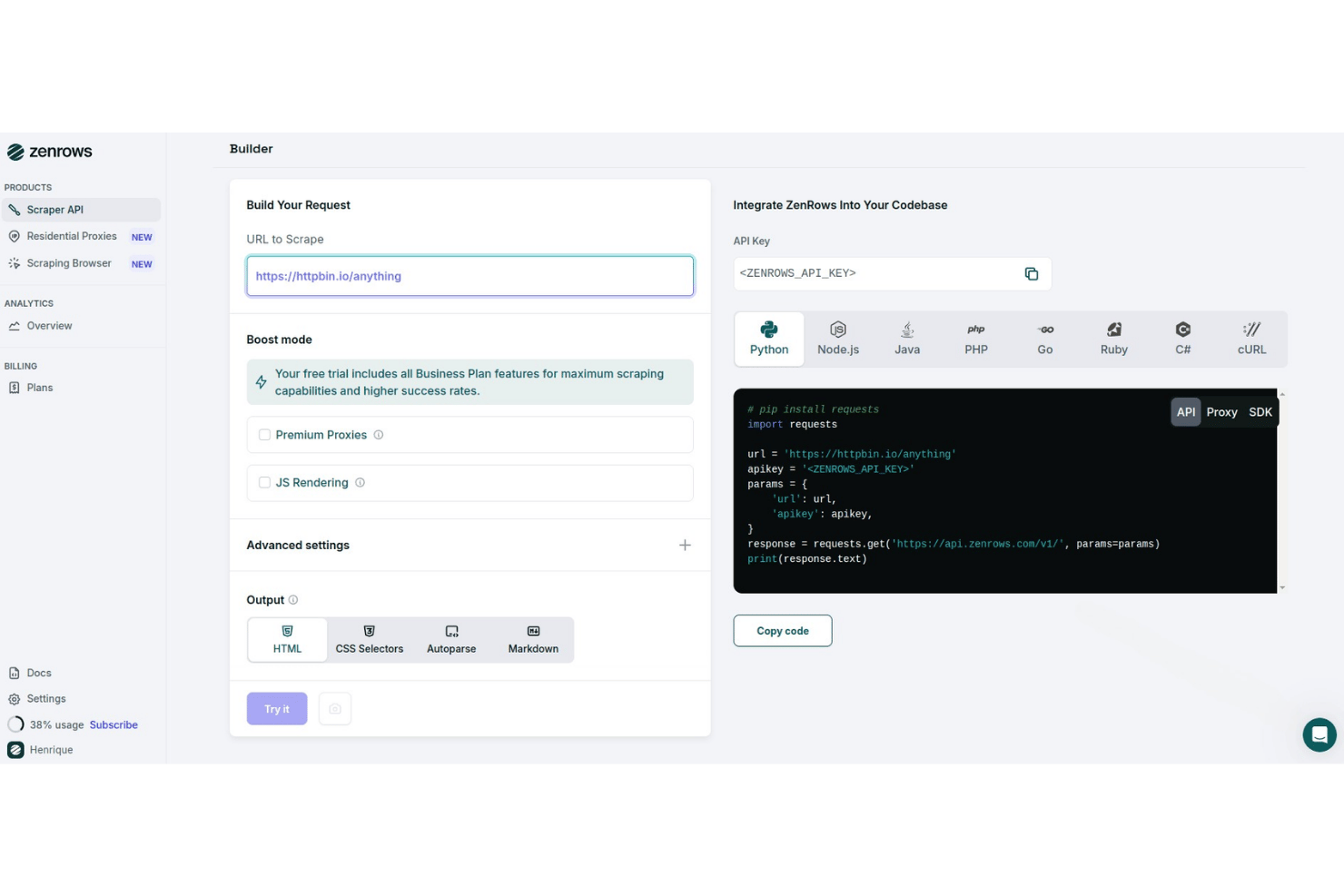 ZenRows screenshot - 10 Best Web Scraping Tools in 2026