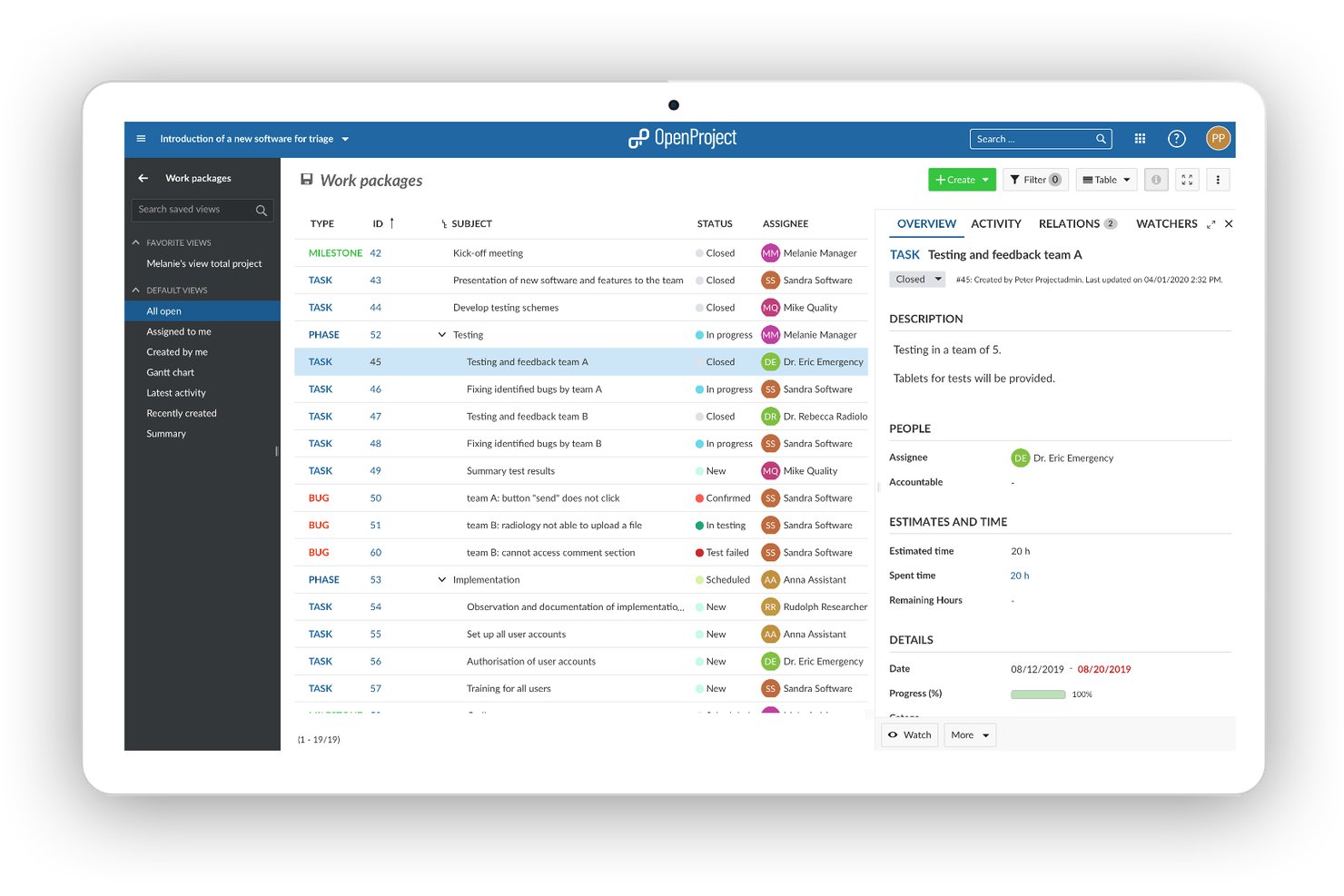 OpenProject screenshot - 10 Best Open Source Healthcare Project Management Software in 2026