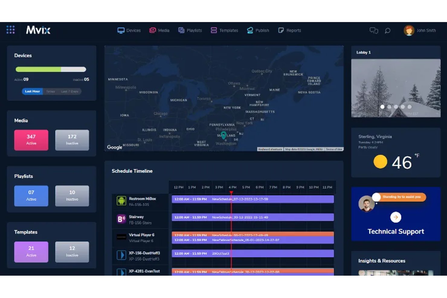 Mvix screenshot - 10 beste Softwarelösungen für digitale Beschilderung im Gesundheitswesen 2026