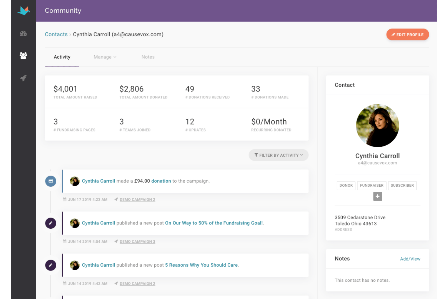 CauseVox screenshot - Die 10 besten kostenlosen Fundraising-Plattformen 2026