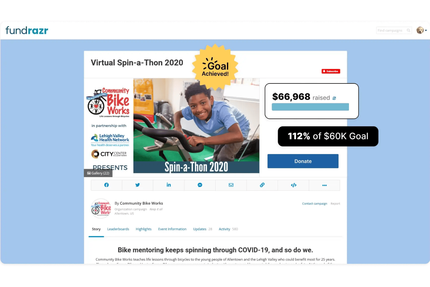 Fundrazr screenshot - Die 10 besten kostenlosen Fundraising-Plattformen 2026