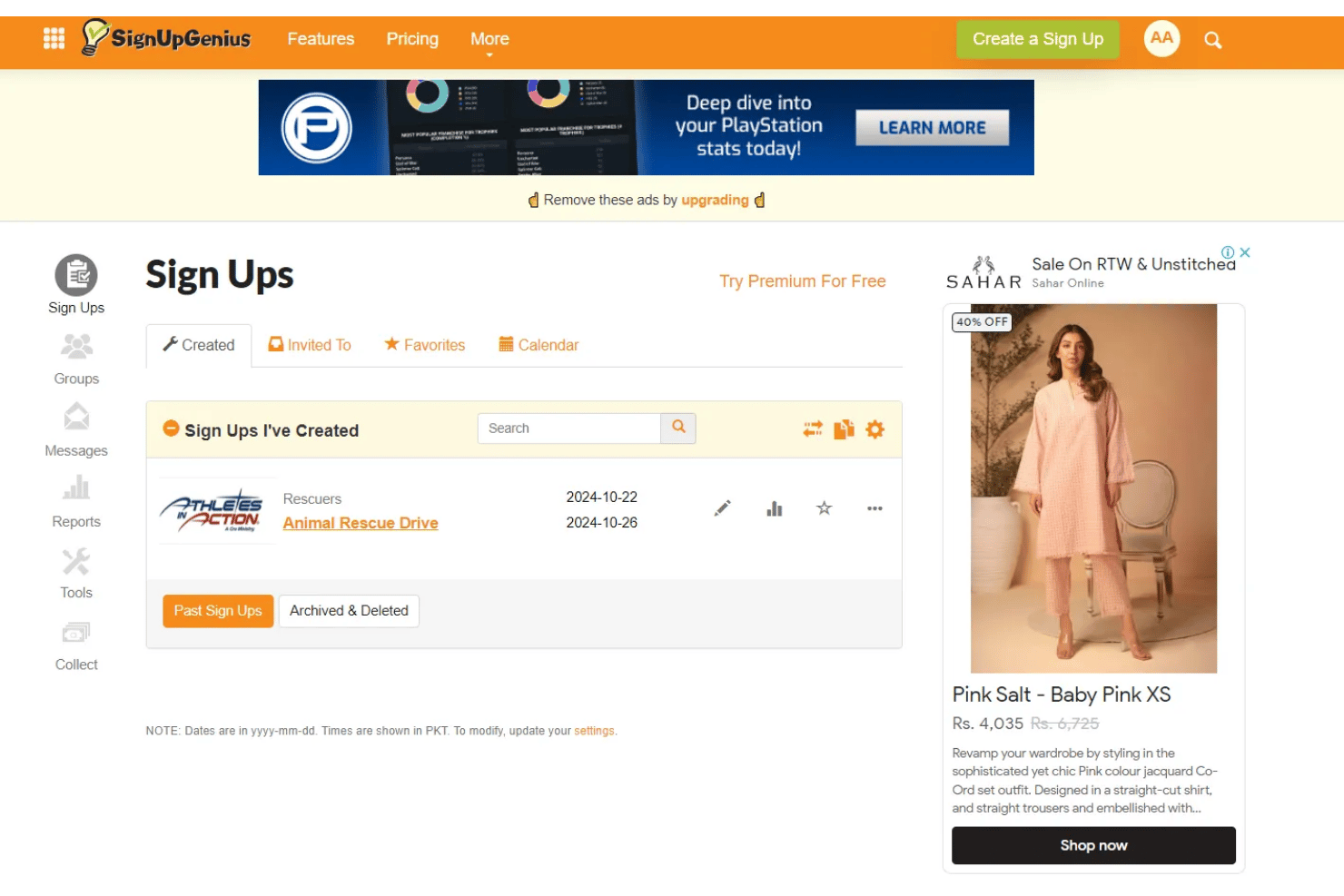 SignUpGenius screenshot - Die 10 besten kostenlosen Fundraising-Plattformen 2026