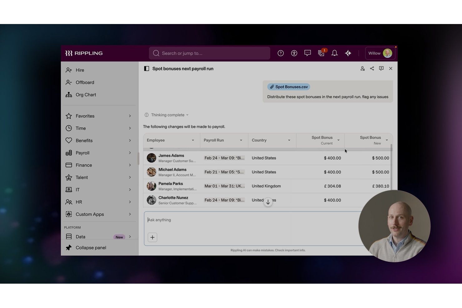 Rippling screenshot - 10 Best AI HR Management Software Reviewed in 2026