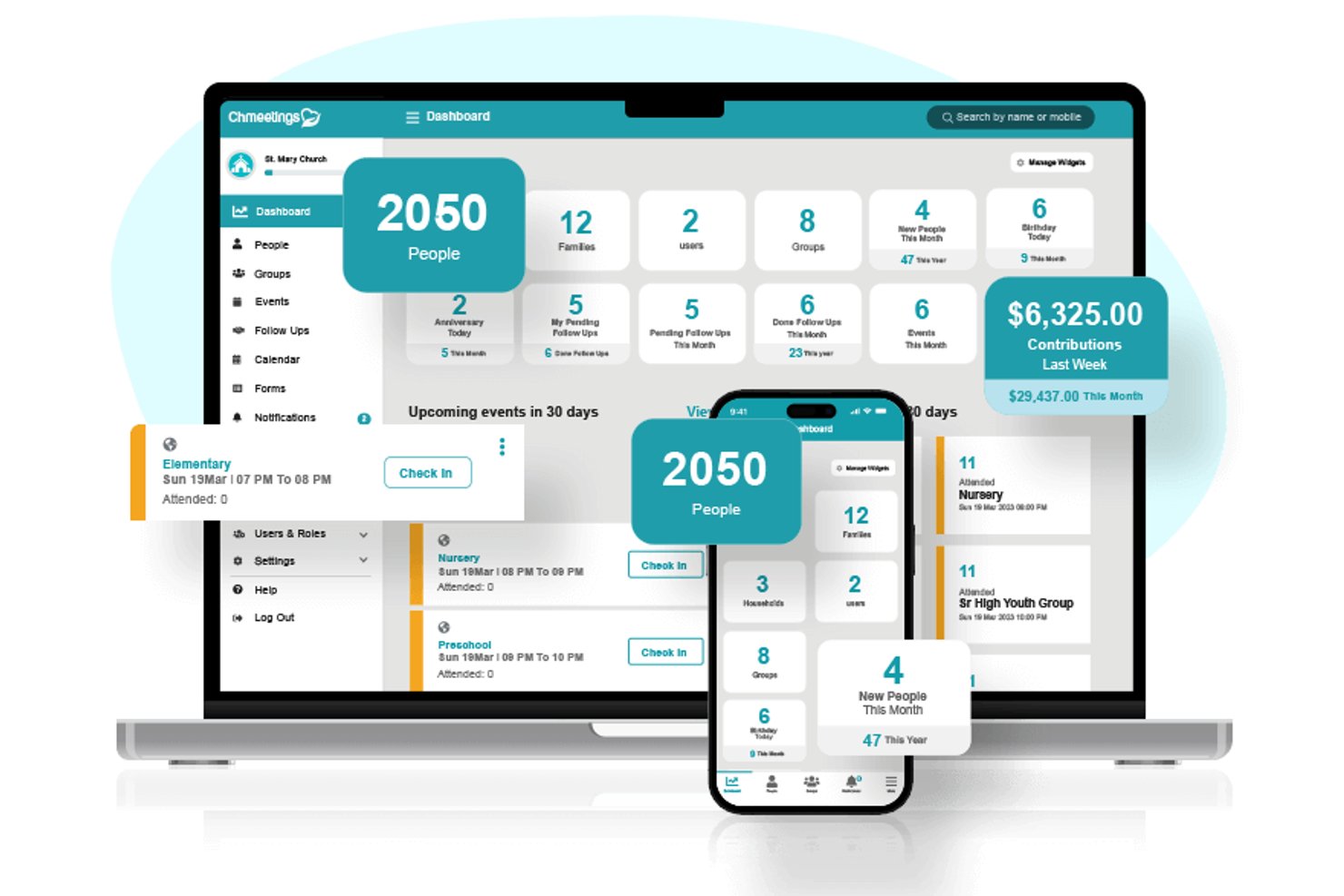 ChMeetings screenshot - 10 beste software voor kerkorganisatie beoordeeld in 2026