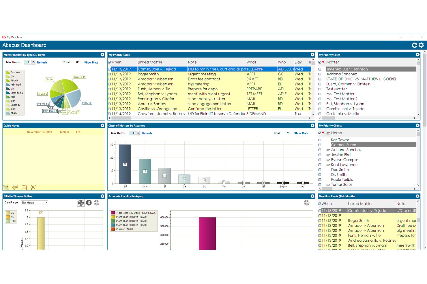 AbacusLaw screenshot - Die 10 besten MyCase-Alternativen 2026