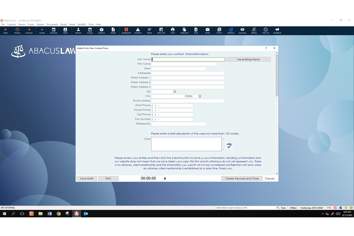AbacusLaw screenshot - 10 beste software voor juridisch dossierbeheer voor kleine kantoren in 2026