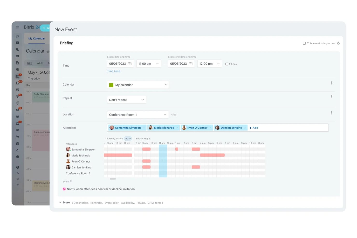 Bitrix24 screenshot - Die 10 besten kostenlosen juristischen Kalender-Softwares 2026