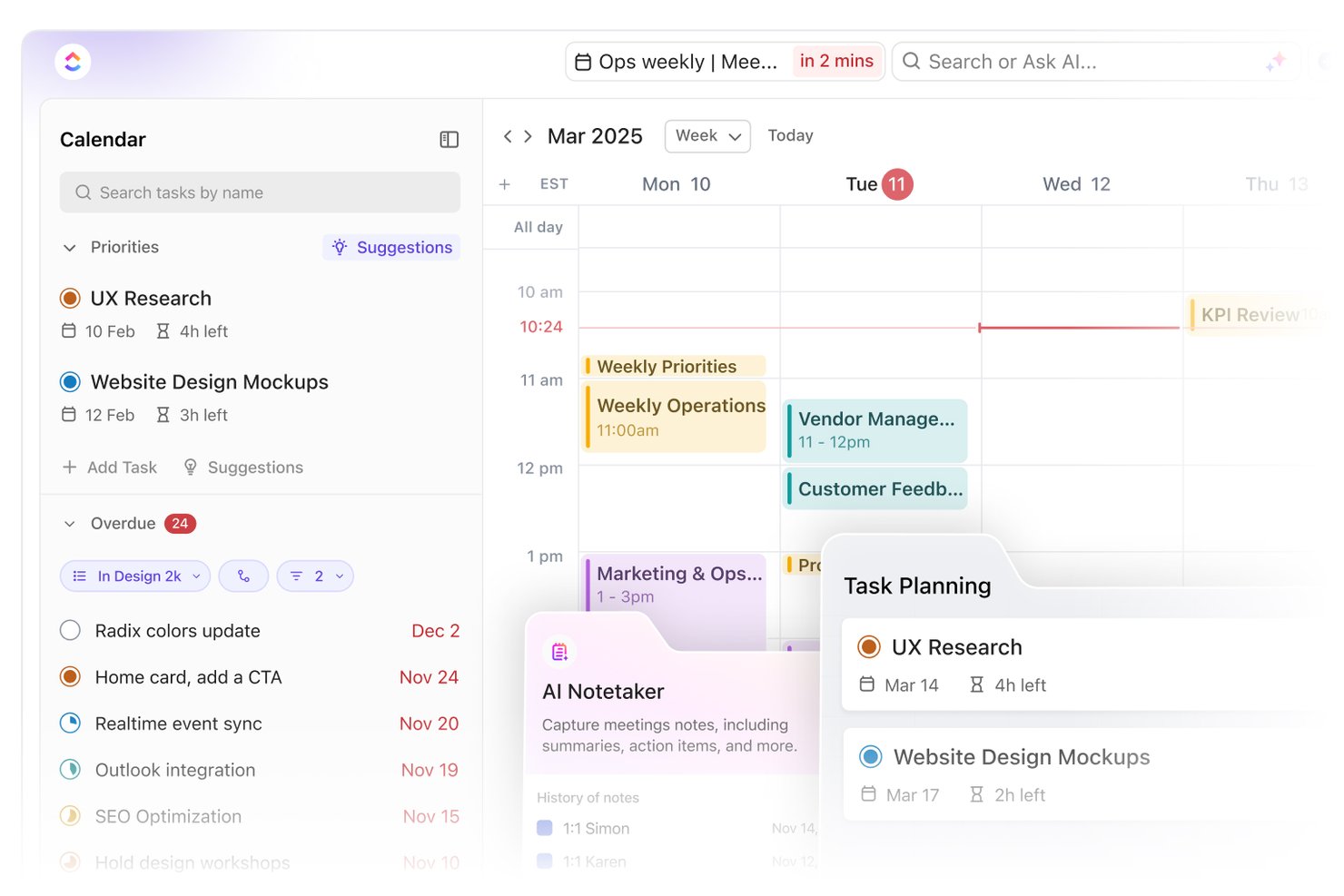 ClickUp screenshot - 10 beste gratis juridische agendasoftware in 2026