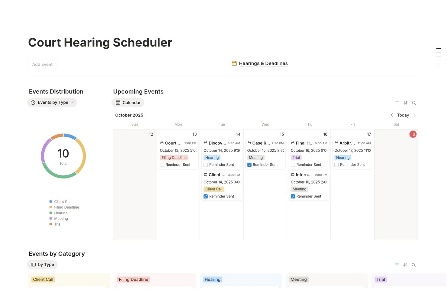 Notion screenshot - Die 10 besten kostenlosen juristischen Kalender-Softwares 2026