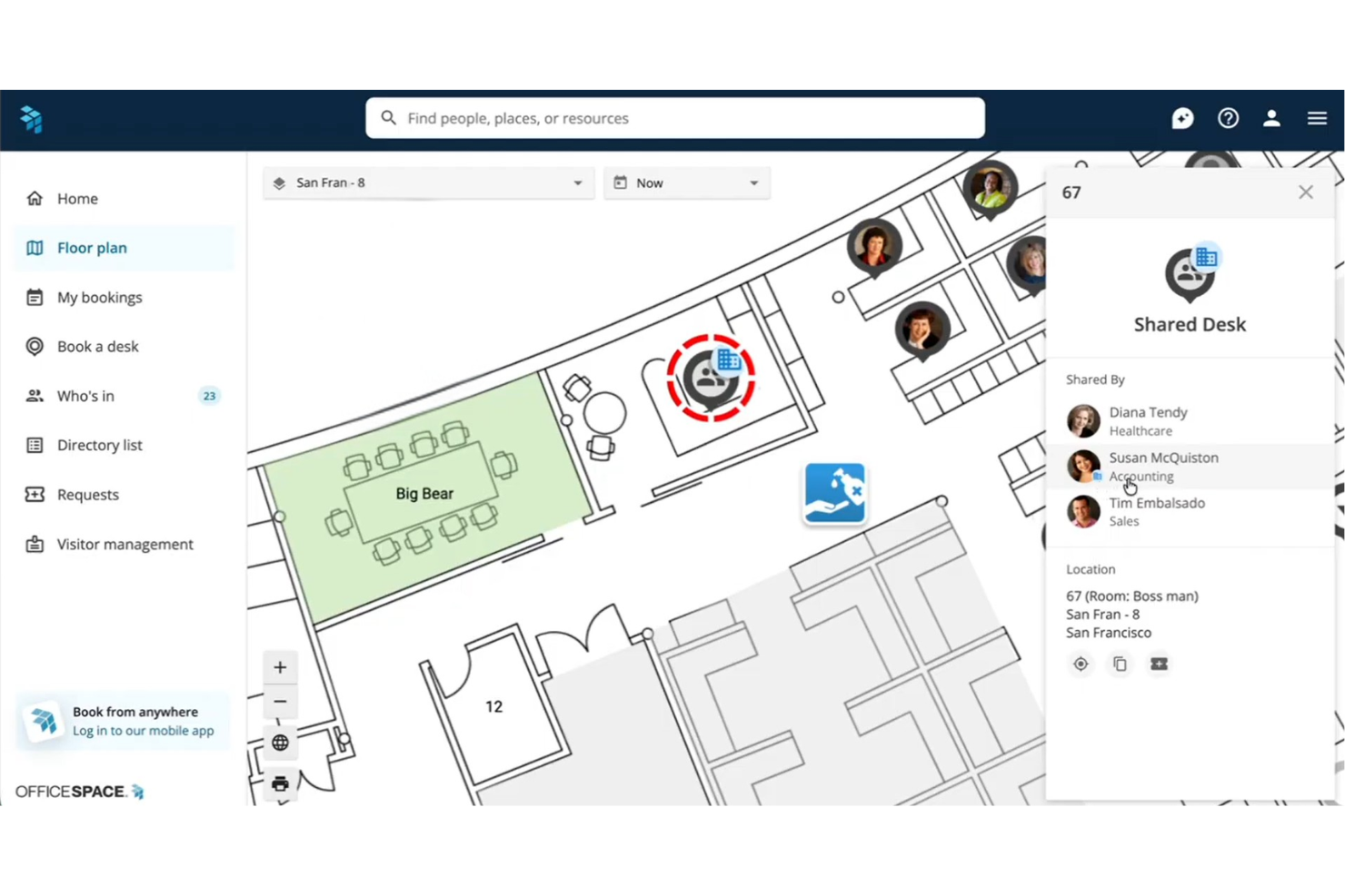 OfficeSpace screenshot - Les 10 Meilleurs Logiciels de Réservation de Bureaux Partagés en Entreprise en 2026