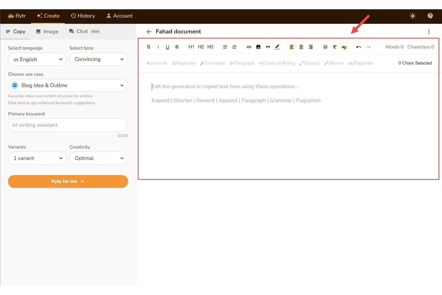 Rytr screenshot - 10 meilleurs assistants rédactionnels IA en 2026