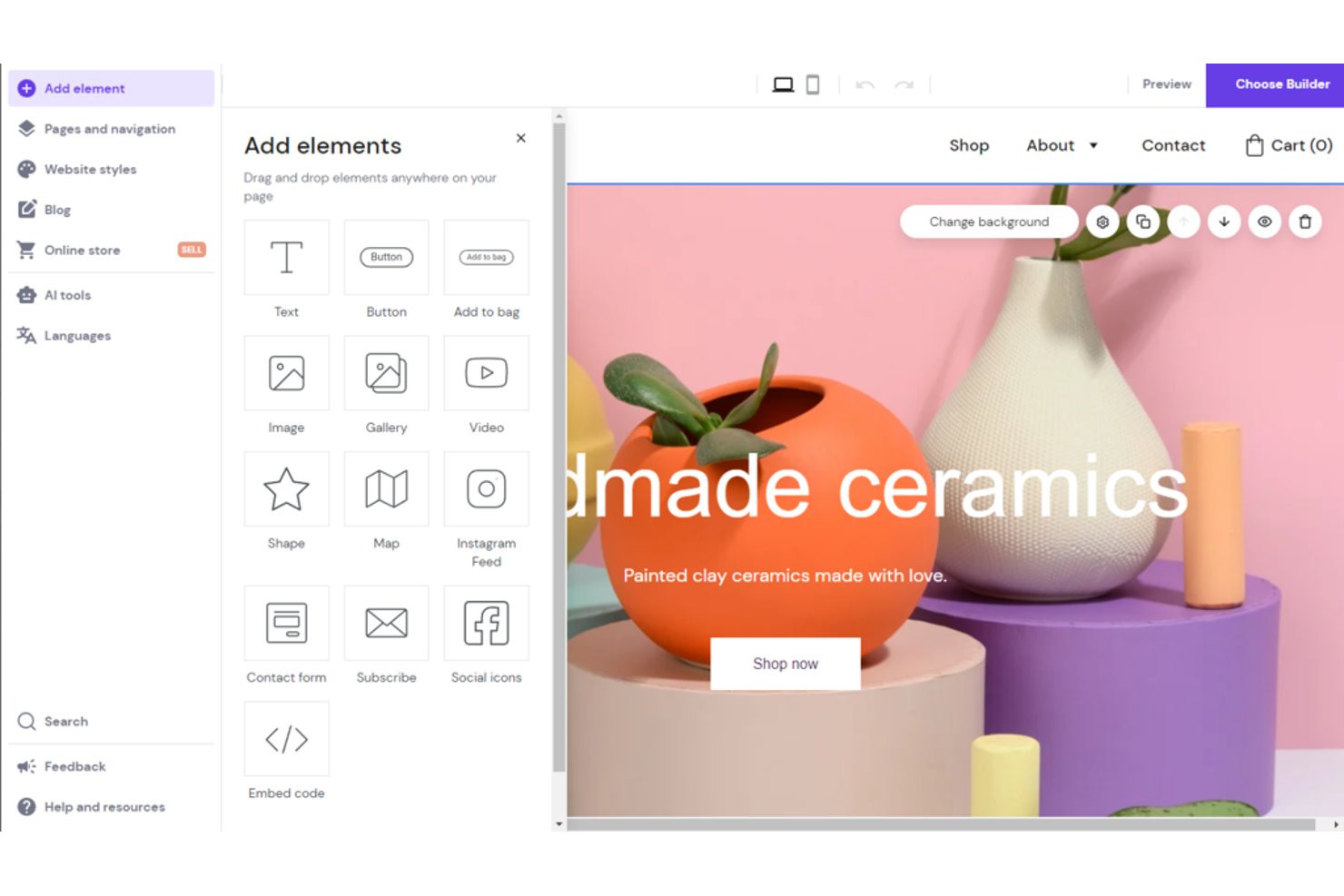 Hostinger Website Builder screenshot - 10 Meilleurs Créateurs de Sites Web IA en 2026